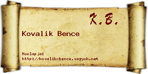 Kovalik Bence névjegykártya